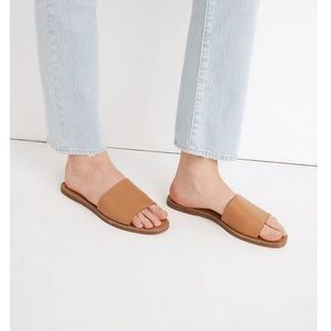 NWT Madewell Boardwalk Post Sandals Slides Leather Desert Camel 10